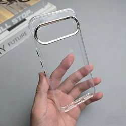 Chrome Button and Camera Ring Cover with Clear Phone Case  Coque Capa - Google Pixel 8 Pro (Clear White)
