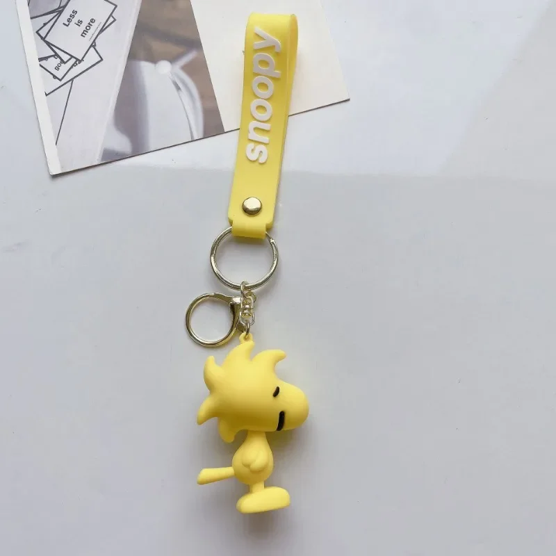 Snoopy Woodstock Charlie PVC Keychain Cute Cartoon Couple Chain Soft Rubber Small Pendant Key Ring Gift Decoration Accessories 5