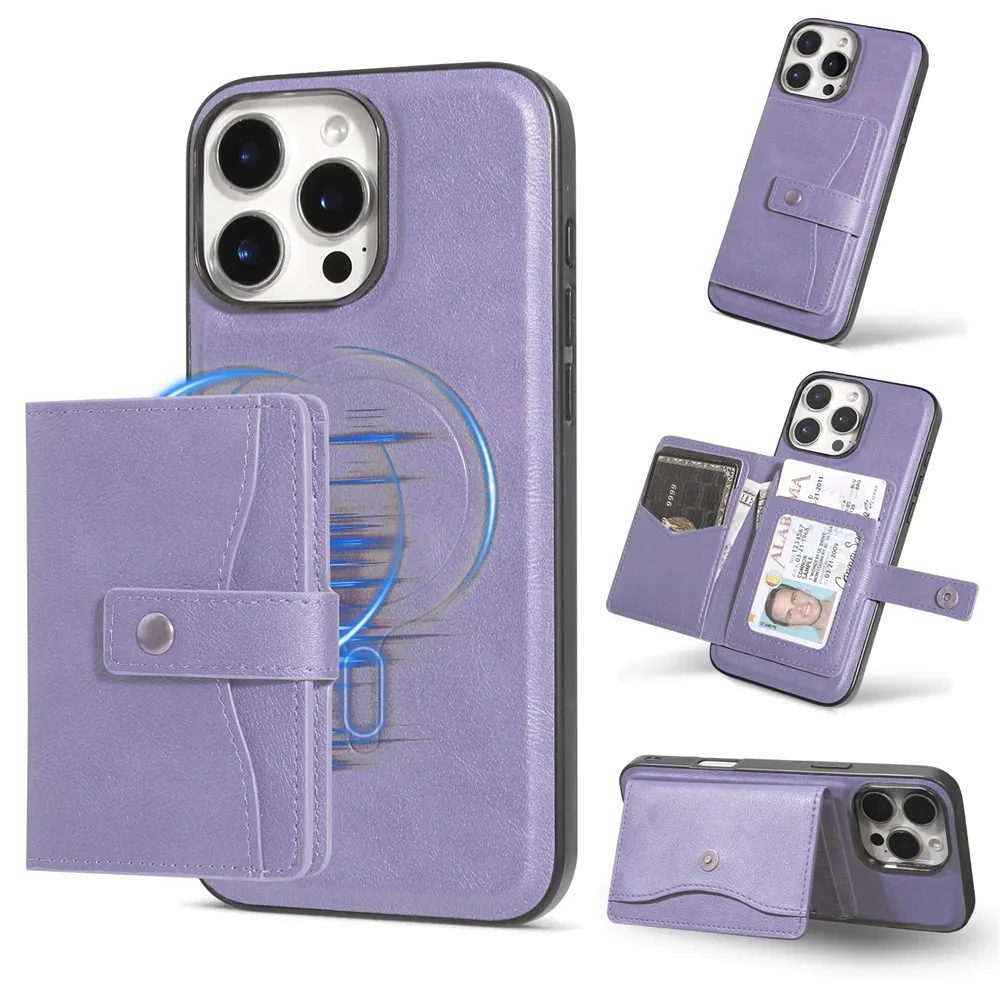 Leather MagSafe Magnetic Wallet and Card Holder Phone Case
