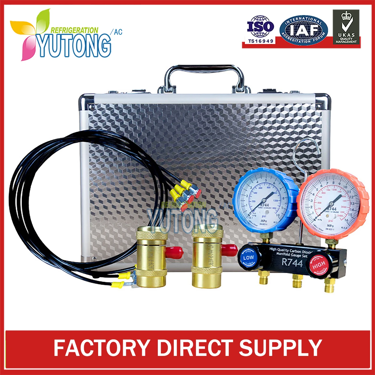 

R744 High Quality Carbon Dioxide CO2 Manifold Gauge Set 3Way AC Diagnostic for Refrigeration Freon Charging