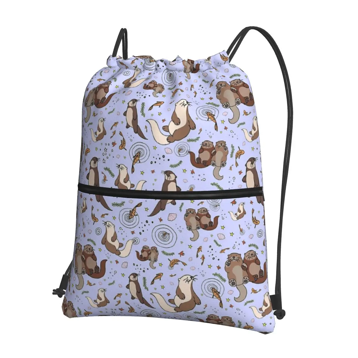 

Otters In Purple Backpack Portable Backpacks Drawstring Bag Multi-function Drawstring Bundle Pocket Book Bags For School Student