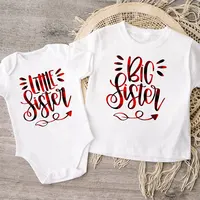Big Sister Little Sister Family Matching Kids Clothes Short Sleeve T Shirt Baby Bodysuit Kid Jumpsuit Sisters Shirt and Bodysuit 2