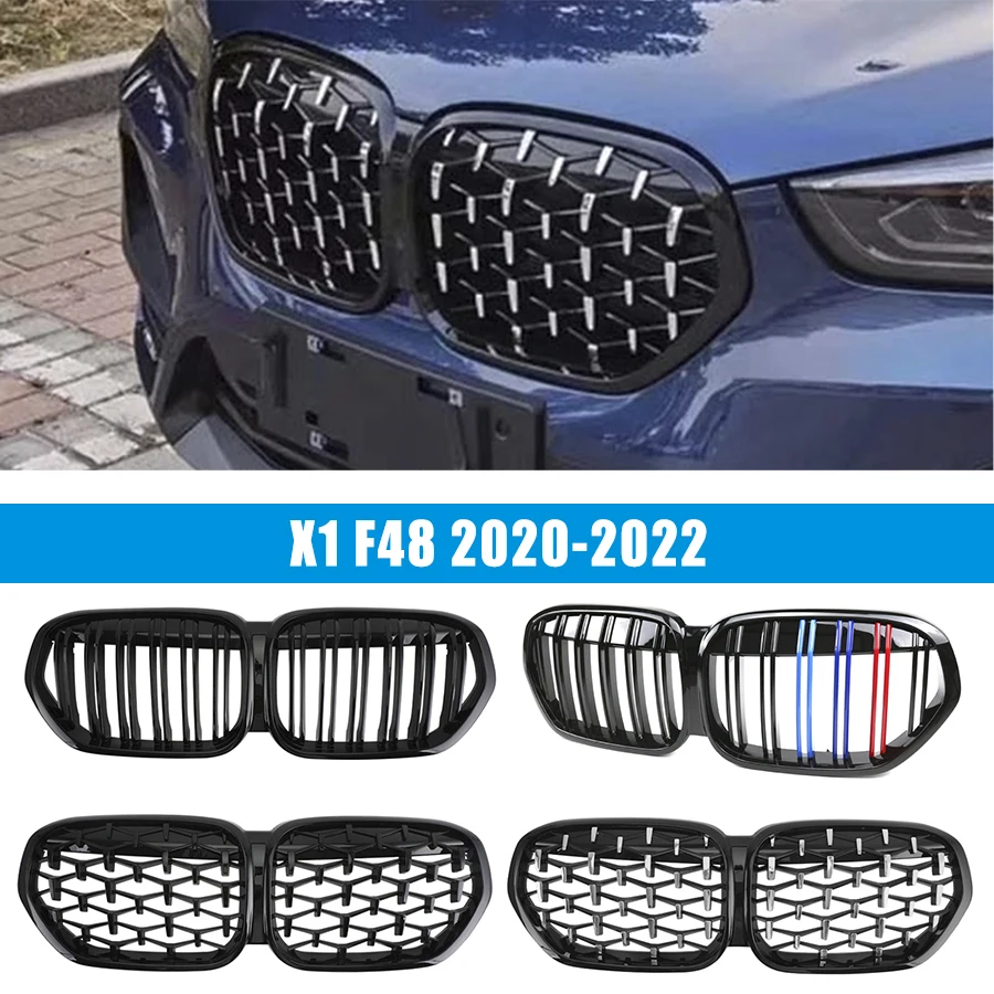 

Car Tuning Front Gloss Black Kidney Diamond Grille for BMW X1 F48 2020 2021 2022 SUV sDrive18i sDrive20i xDrive20i