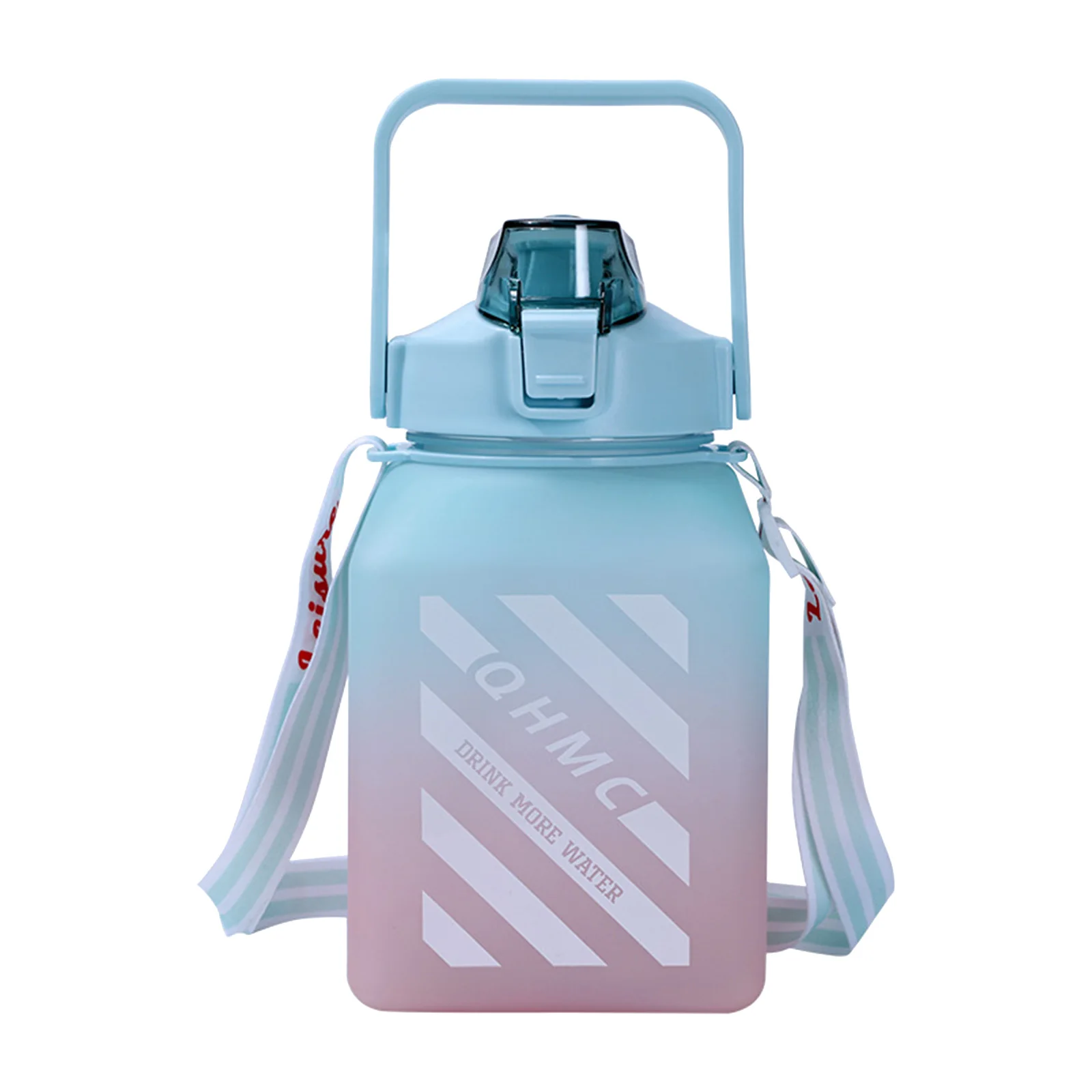 Plastic Water Bottle With Straw Gradient Color Student Portable Outdoor Water Cups Agua 600Ml