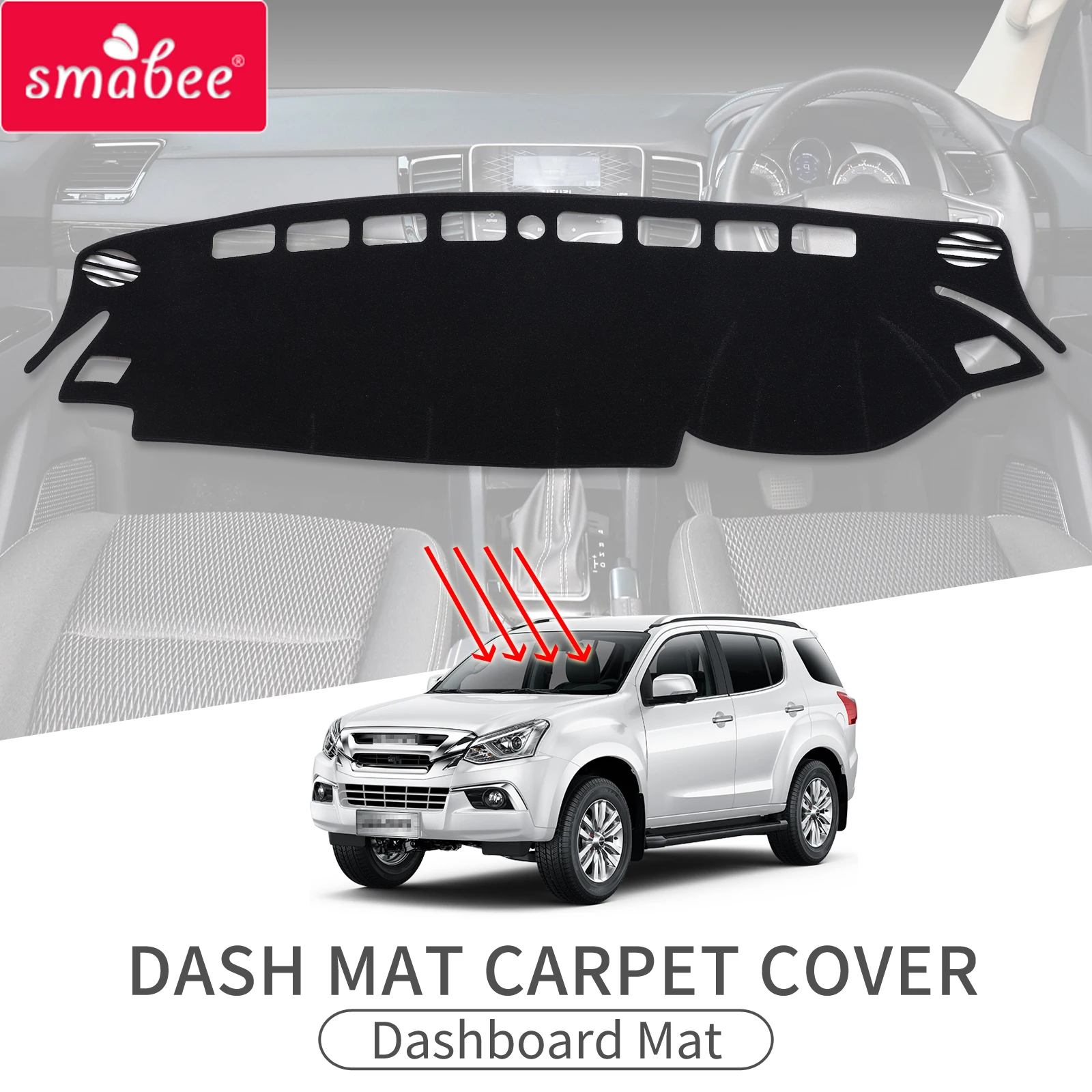 

Коврик для приборной панели SMABEE, коврик для приборной панели ISUZU D-MAX 2019-2022, нескользящий черный коврик для приборной панели