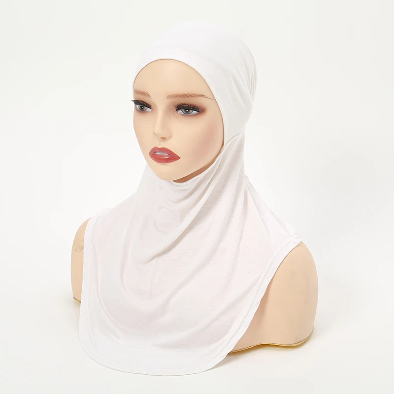 Soft Jersey Cotton Hijab Undercap Islam Instant Underscarf Solid Neck Cover Headband Turban For Women Muslim Bonnets 28*38cm 4