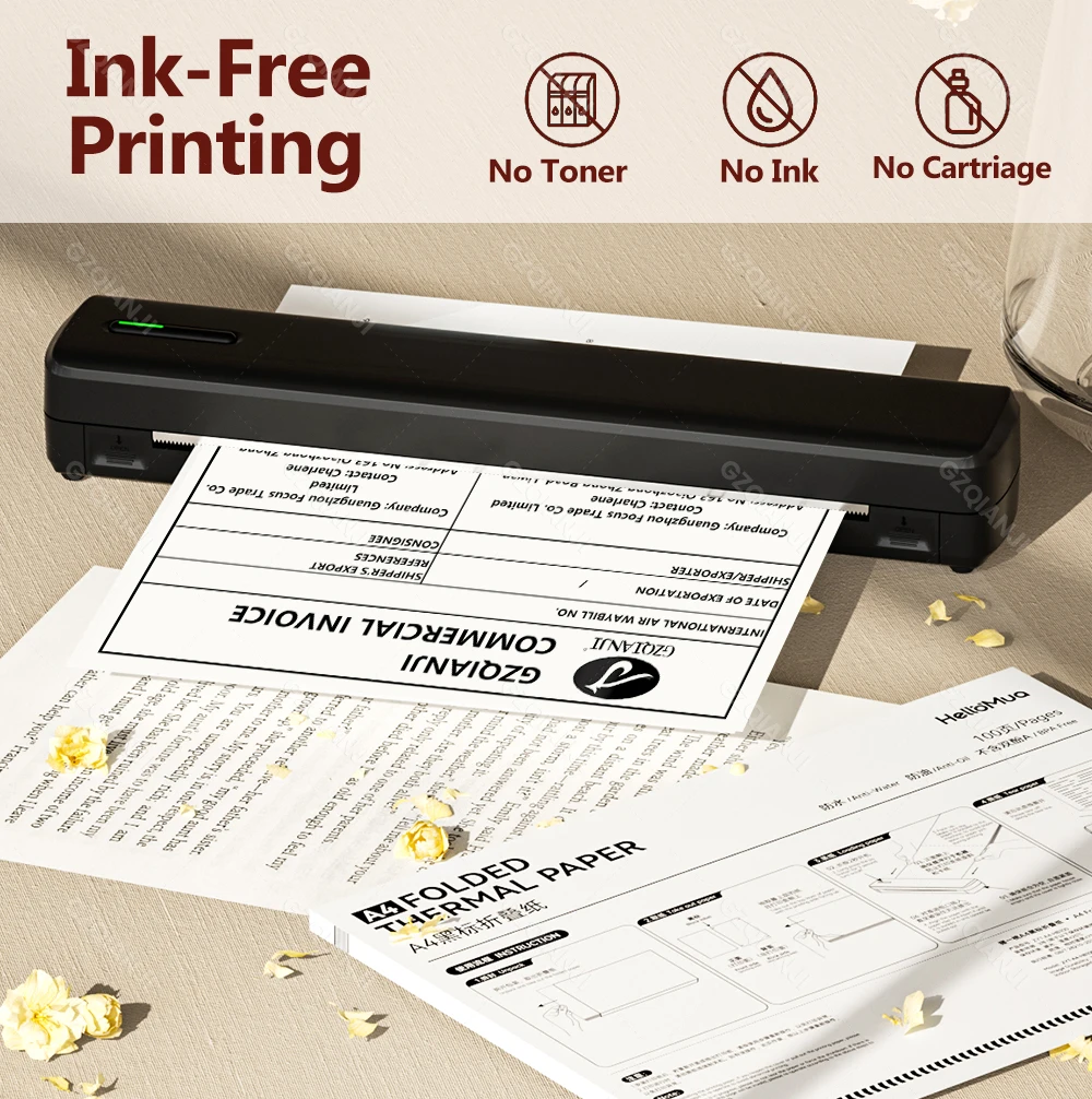 A4 Thermal PDF Word Portable Printer A4 Tattoo Photo Transfer Stencil Office Inkless Bluetooth Wireless Document Print Maker