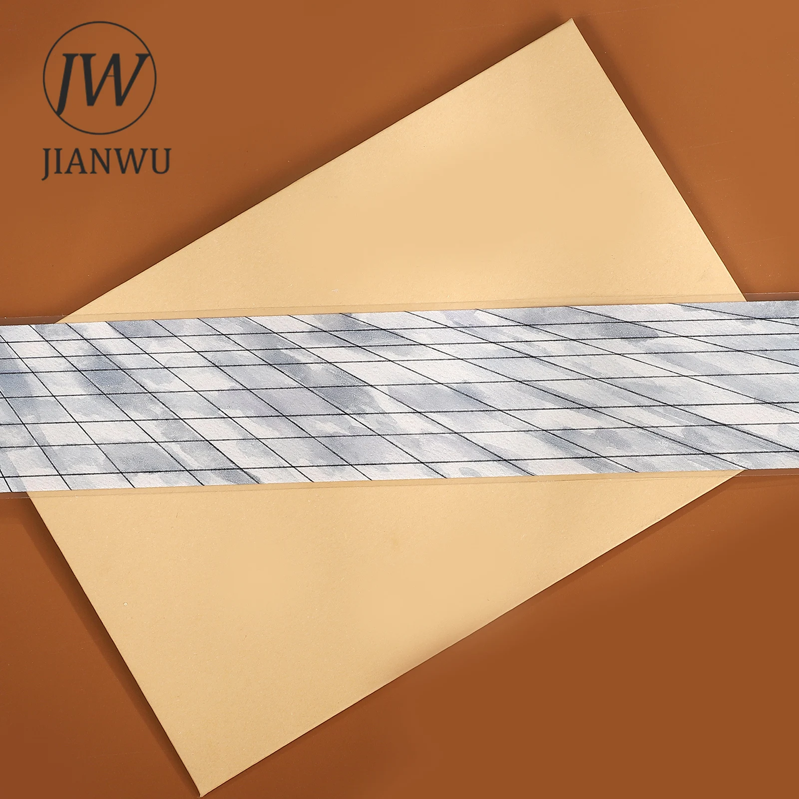 JIANWU 40mm * 5m 빈티지 그레이 그리드 격자 무늬 풍경 소재 콜라주 스크랩북 PET 테이프 크리 에이 티브 DIY 저널 문구