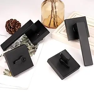 Description Picture 6 of itemFlat Black Passage Door Lever with Single Cylinder Deadbolts Combo Pack, Modern Square Lock Set