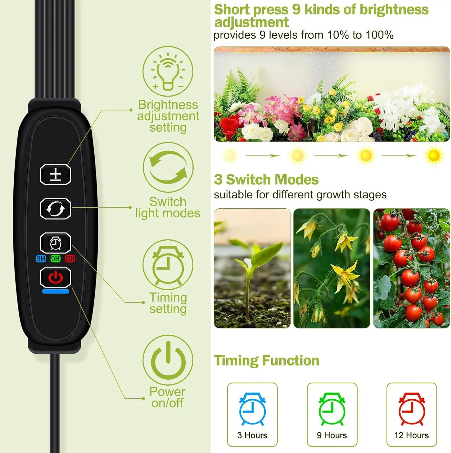 Description Picture 4 of itemNew LED Grow Panel Light Ultra-thin Full Spectrum Dimmable Timer Plant Lights Under Cabinet Growing Lamp for Indoor Plants Rack