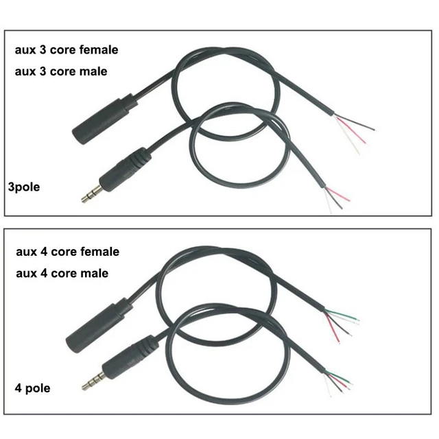 3.5m To Mm3.5mm Aux Audio Cable - 3-pin/4-pin Male & Female