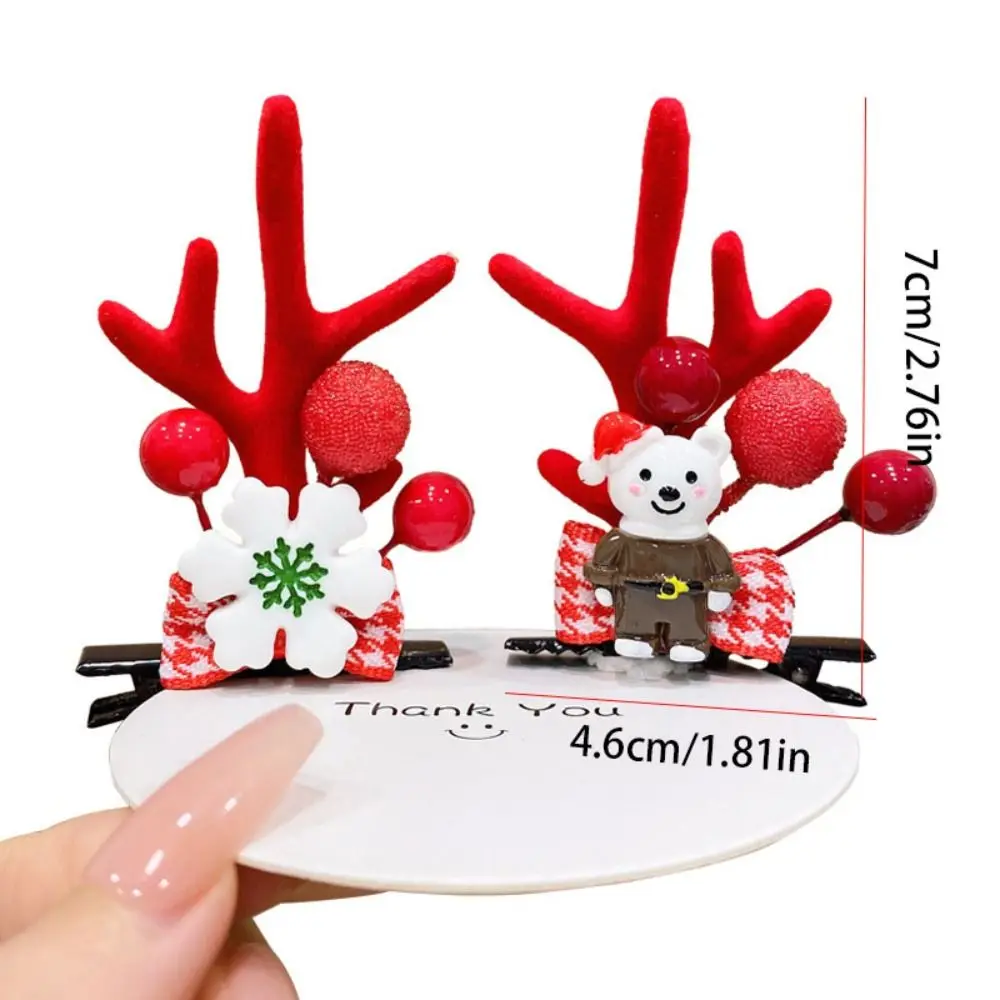 메리 크리스마스 장식 크리스마스 머리핀 스팽글 Bowknot 어린이 사슴 뿔 헤어 클립 한국어 헤어 액세서리 천