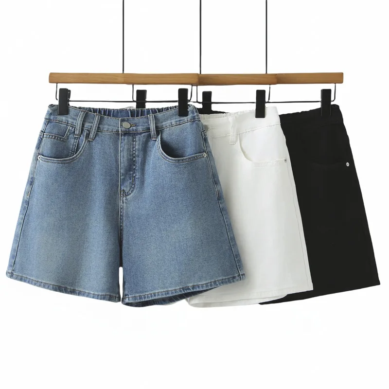 100KG Summer Jeans New Simple Casual Denim Shorts Plus Size Women's Hot Pants 5333