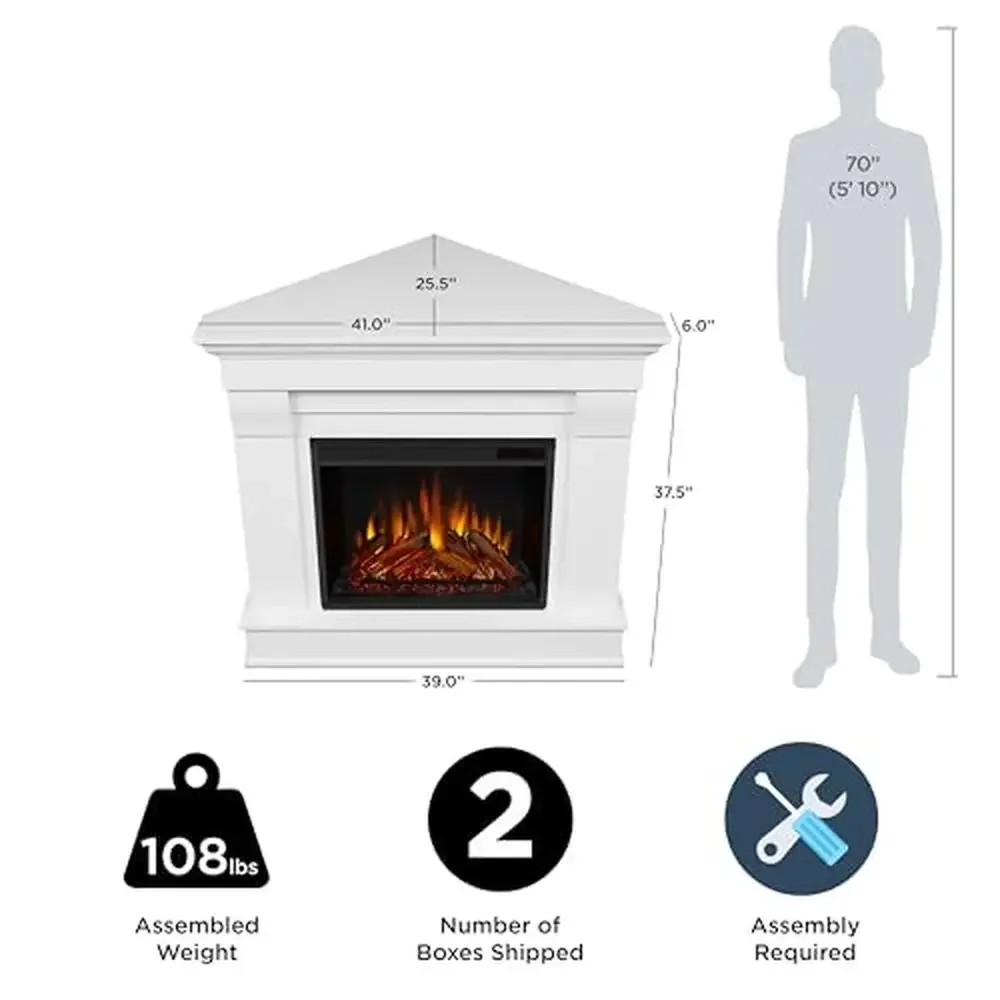 Corner Electric Fireplace Heater Insert 41" Chateau Mantel Remote Control Realistic Flames Bedroom Living Room Supplemental Heat 4