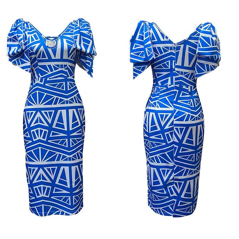 Print African Dresses for Women Dashiki New Fashion Plus Size African Clothes Sexy Straps Pencil Dress Ladies Africa Clothing formal dresses south africa