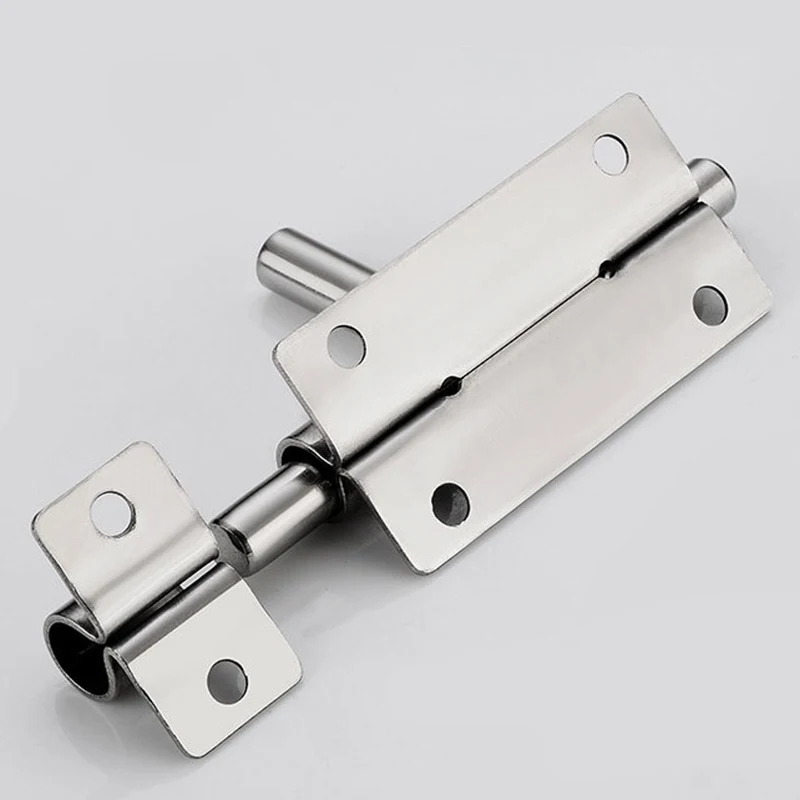 Door Latch 1Set Silver Stainless Steel Door Latch Solid Sliding Bolts Latch Hasp Home Hardware Gate Safety Toilet Door Lock