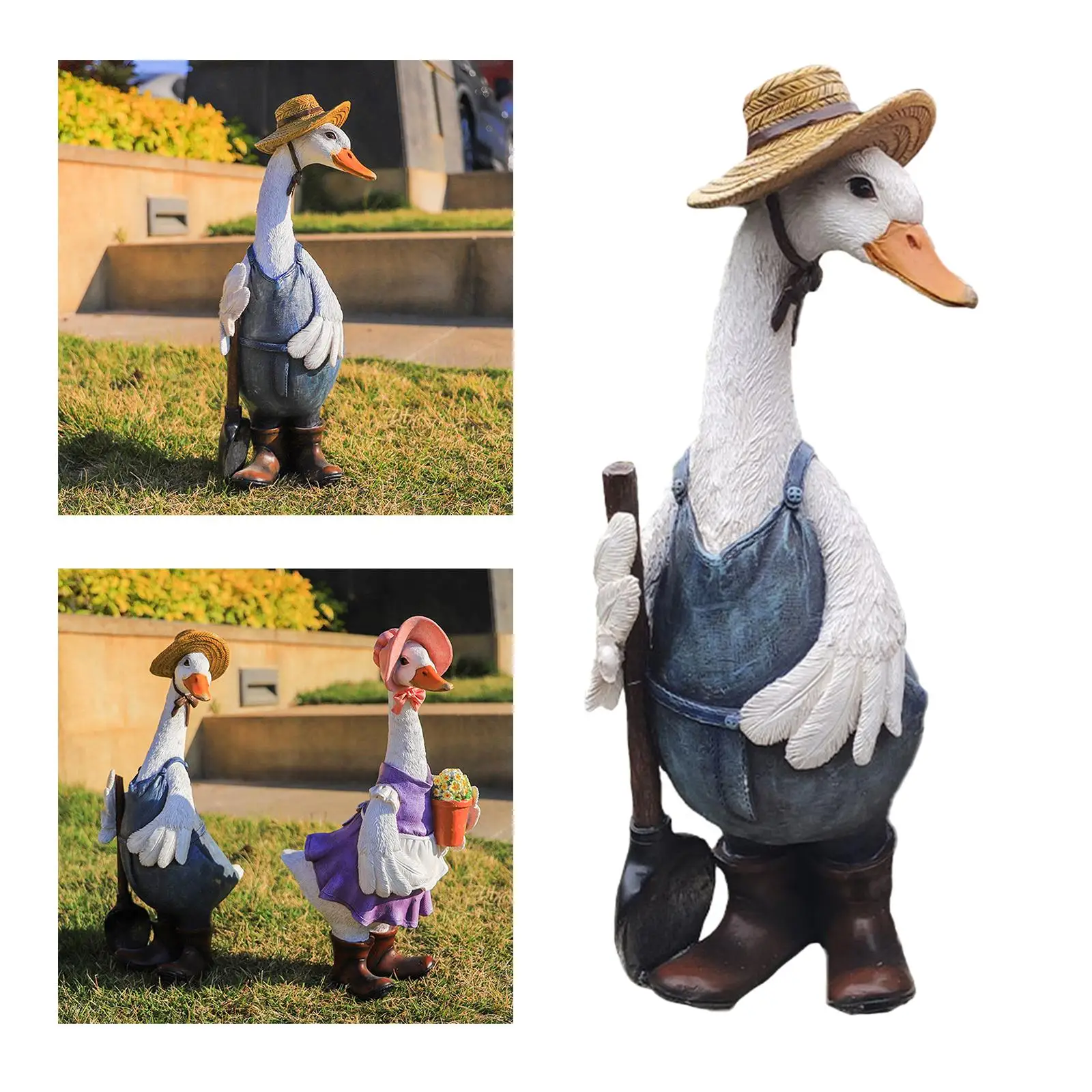 Resin Duck Garden Statue Sculpture Figurine Ornament Courtyard Decorative