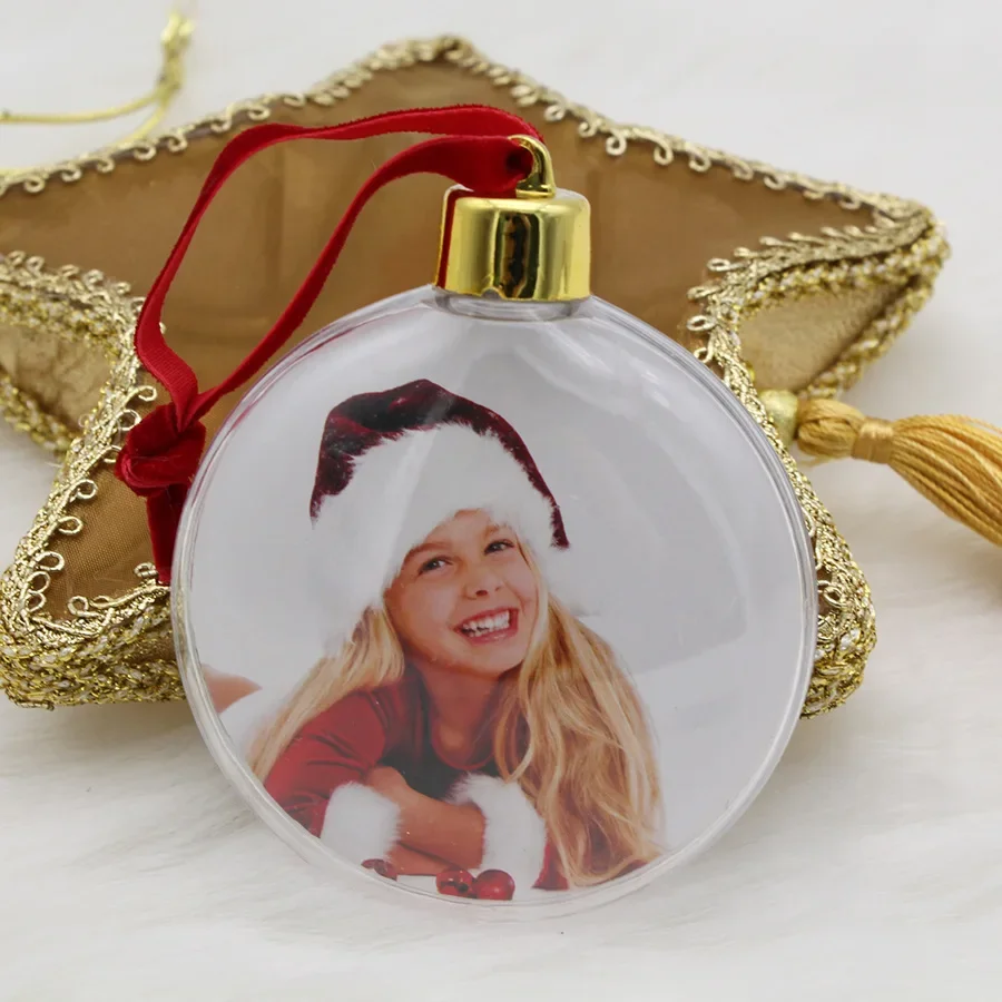thumbnail image 1 of Bola de foto transparente navideña Personalizar colgante de bola navideña Bola de cinco estrellas Decoraciones colgantes para árbol de Navidad DIY, 1 of 5