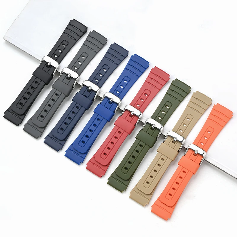 Sport Waterproof Resin Strap with Stainless Steel Buckle, 18mm TPU Replacement Watch Band