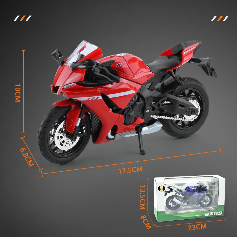 새로운 1:18 YZF-R1 오토바이 합금 다이 캐스트 모델 장난감 차량 컬렉션 소리 및 빛 오프로드 Autocycle 장난감 자동차