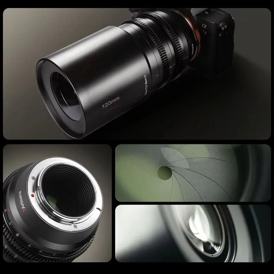 7artisans 풀프레임 120mm T2.9 매크로 2배 시네 렌즈 대구경 망원 렌즈 (, 니콘, 캐논, 파나소닉 호환)