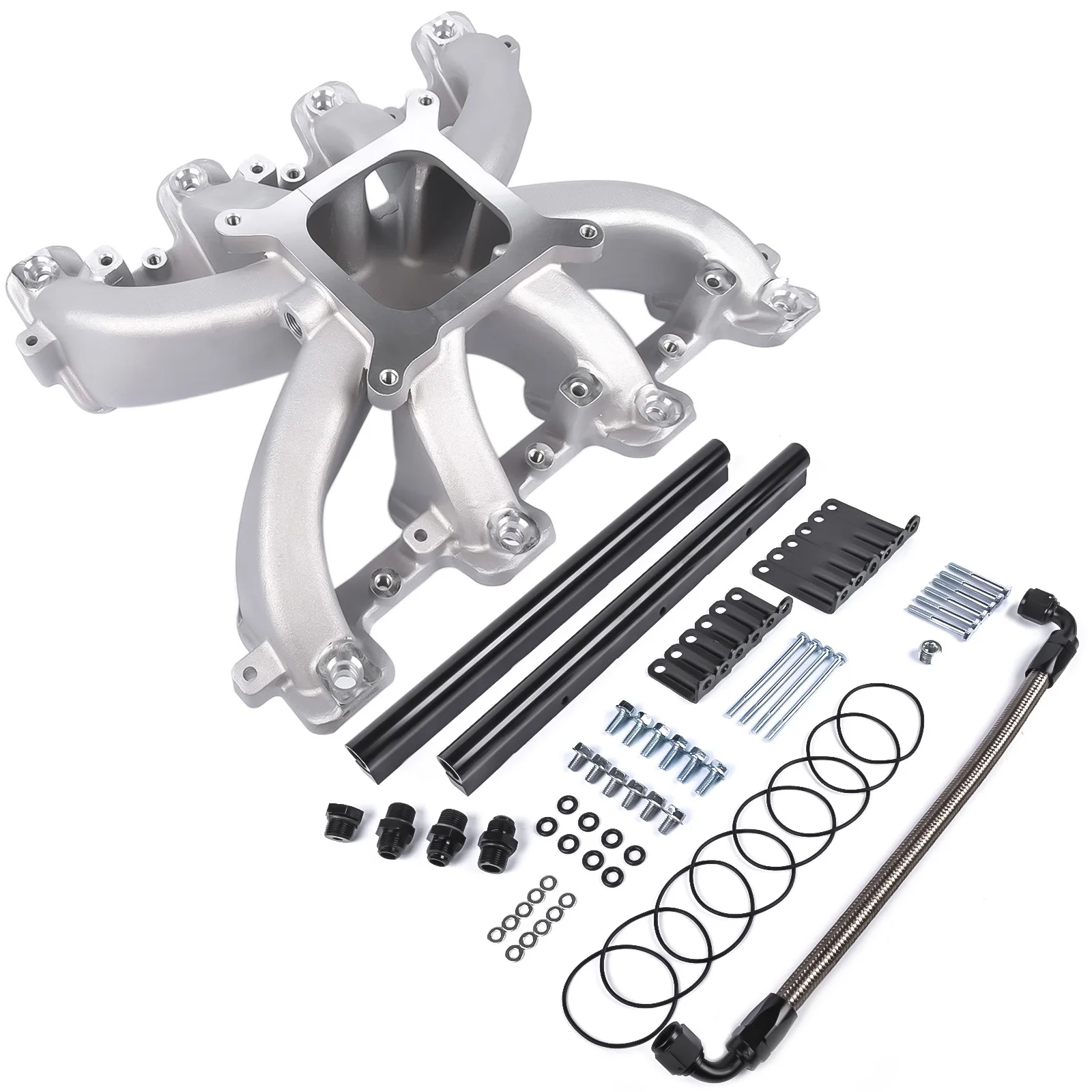 Single-Plane EFI Intake Manifold with Fuel Rails – 4150 Square Bore for GM LS1 LS2 LS6 Gen III/IV LS Engines 4