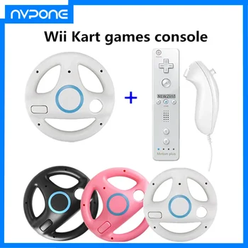 2Pcs 2-in-1 straight handle to Wii Kart Remote Controller Gamepad games console for Nintendo Neutral Game Racing Steering Wheel