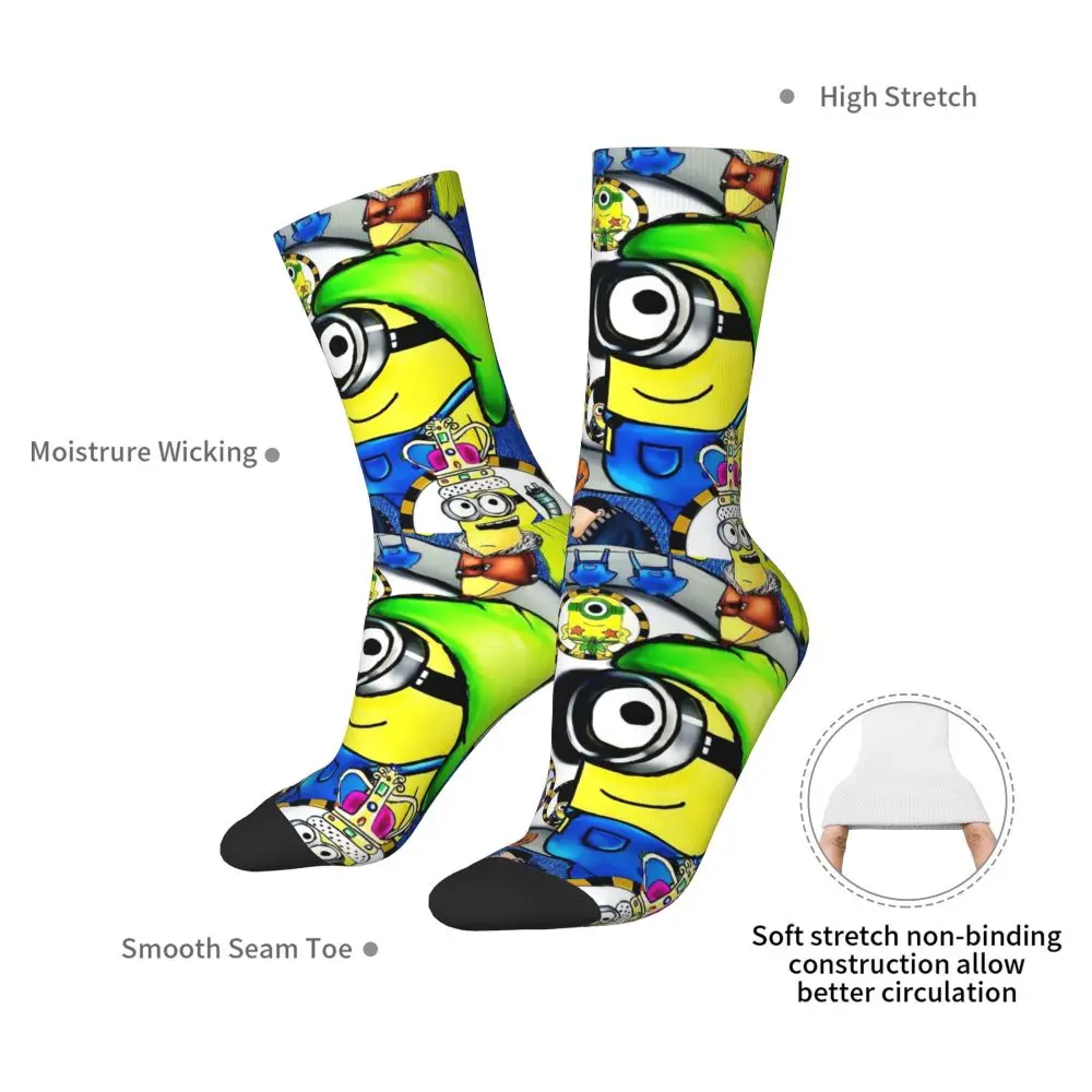 Custom Cool Print M- Minions Cartoon Socks for Women Men Stretchy Summer Autumn Winter M- Minions Bananas Crew Socks 107 S2216d31e941c4476a86ec6cc8b77370c1