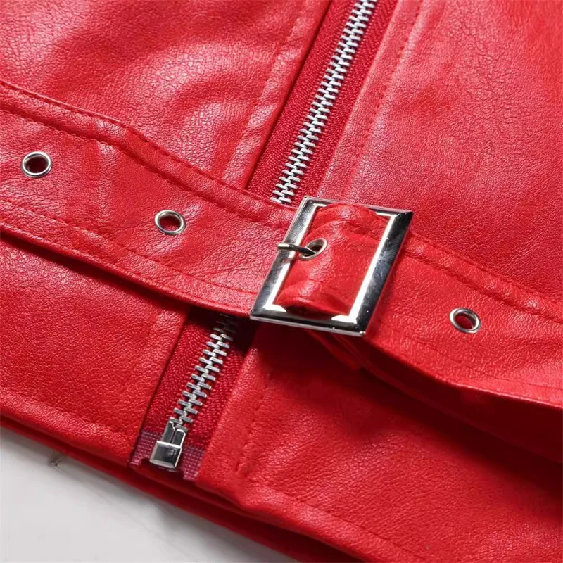 Leather jackets Men winter jacket Men Solid Color Imitation Leather Jacket Black / Red Oblique Zipper Biker Coats