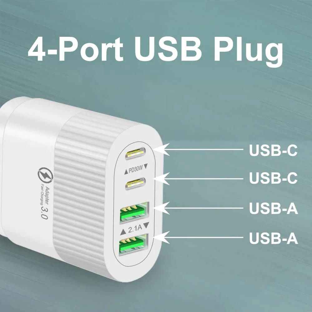 40W USB Charger 4 Ports Quick Charge QC3.0 Mobile Phone Charger Adapter For EU/US Plug iPhone Samsung Xiaomi Wall Mobile Charger