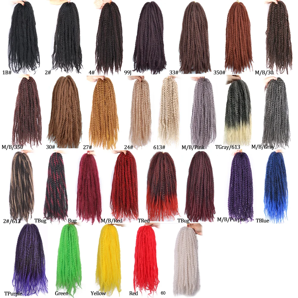 Synthetic Marley Braiding Hair Soft Kinky Twist Crochet Braids Hair 18Inch Pre Stretched Afro Curls Extensions For Women