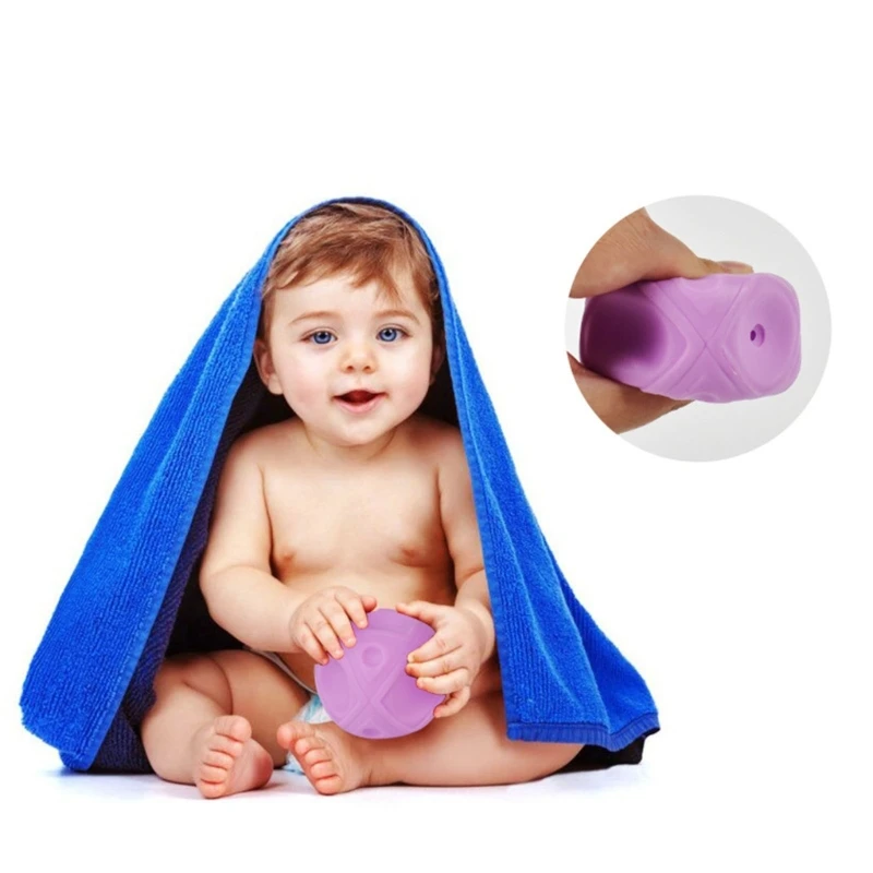 Soft Rubber Textured Baby Hand Grip Toy for Sensory Development Multitexture Baby Grab Toy Pastel Color D5QA