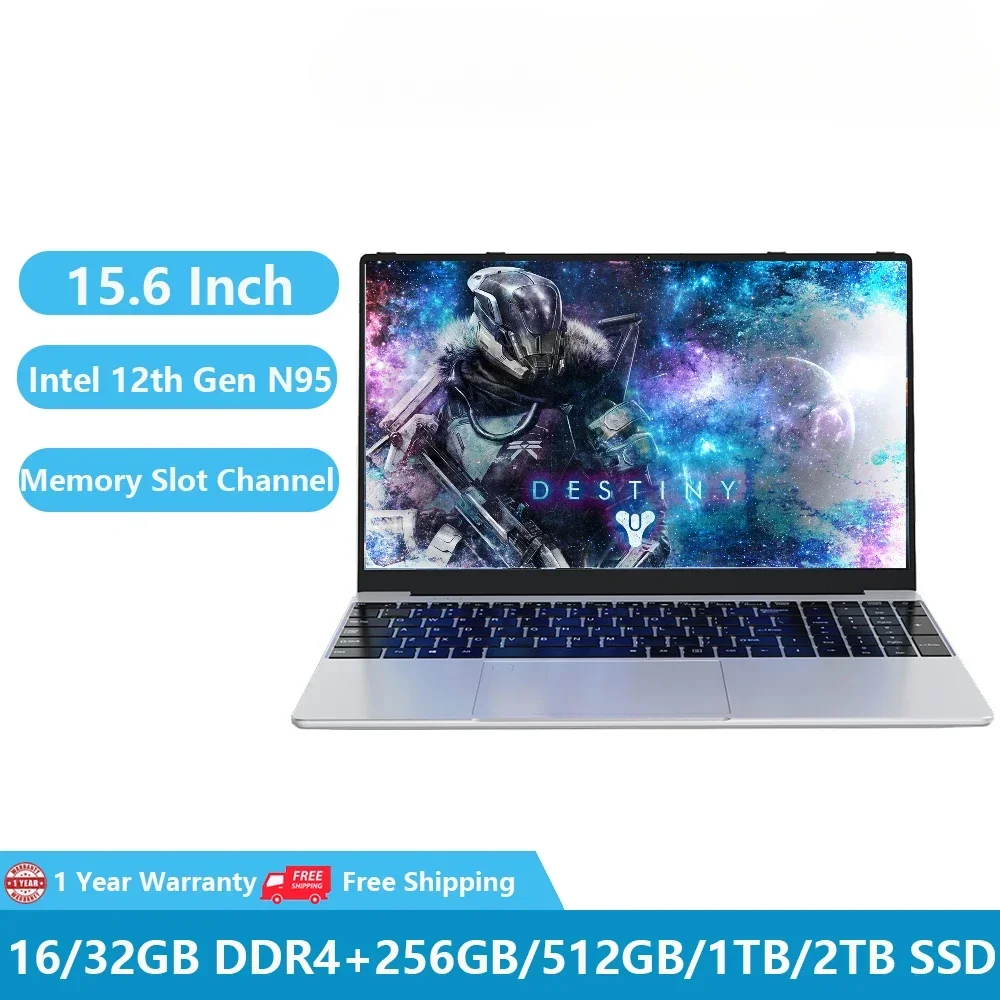 Notebook Laptop Gaming Netbook Windows 11 15.6" Intel 12th Gen N95 16GB DDR4 1TB M.2 WiFi HDMI USB