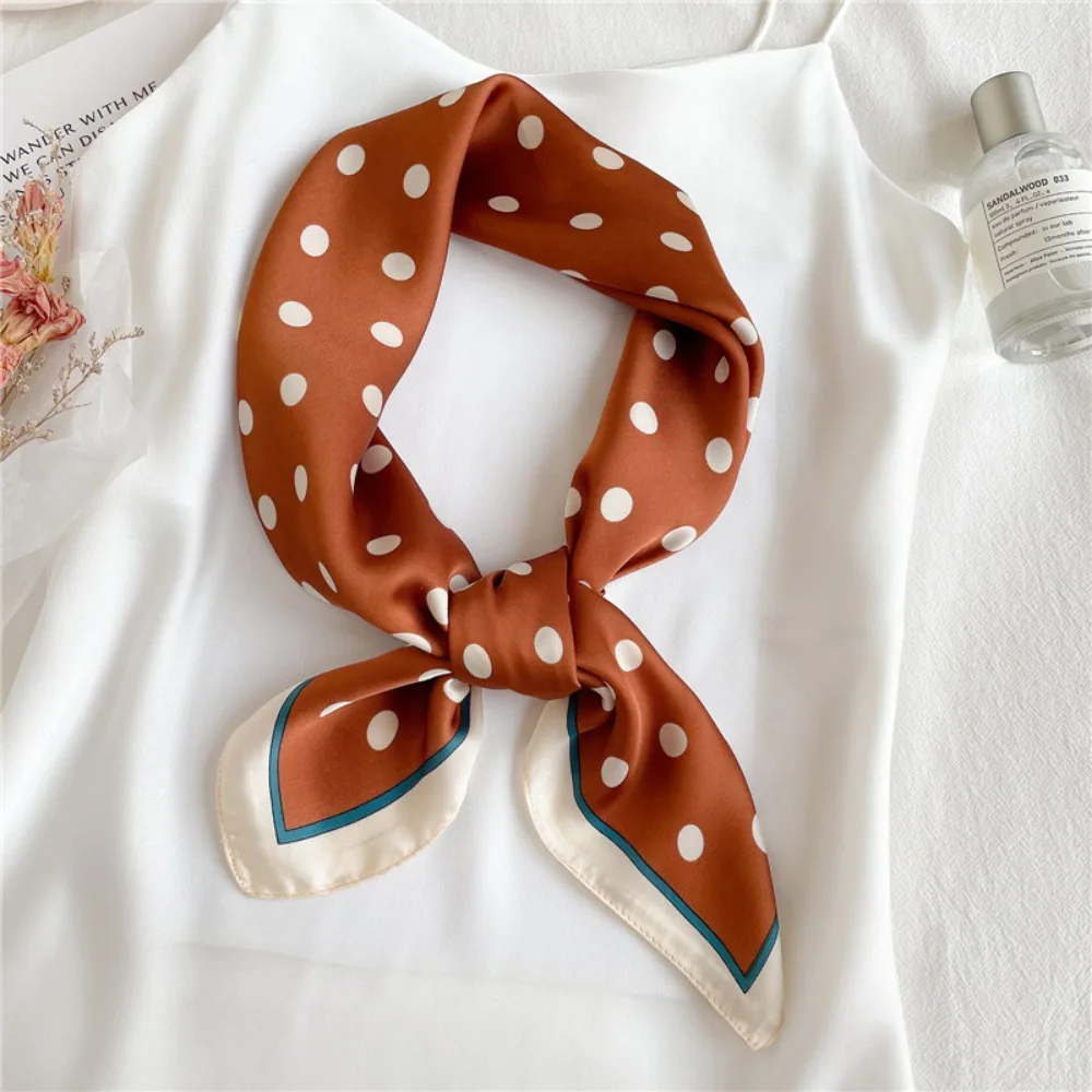 27.56in Bohemian Style Polka Dot Square Scarf for Women Spring/Summer Sun Protection Neckerchief Elegant Bandana for Decoration