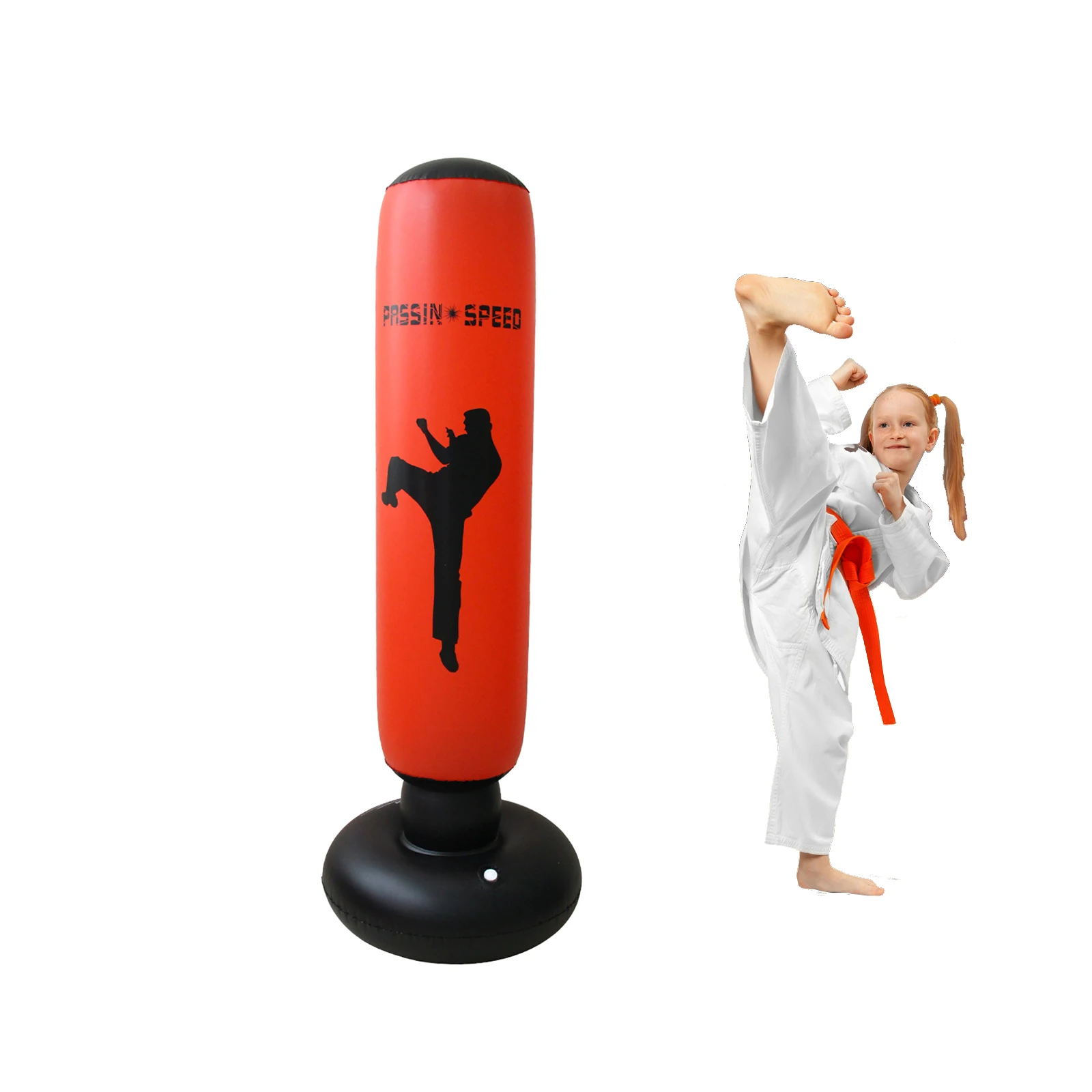 160cm Ground Freestanding Punching Boxing Bag for Kids and Adults Inflatable Kickboxing Sandbag, Stress Relief Karate Boxing Bag 2