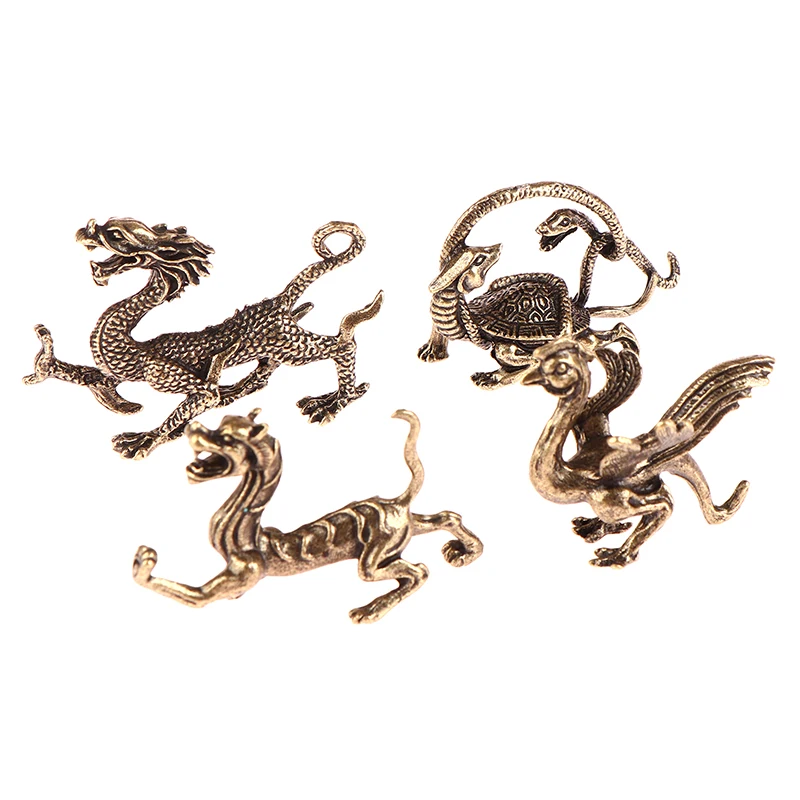 36 Styles Brass Chinese Ancient Mythical Beast Miniature Figurine Dragon Tiger Turtle Feng Shui Ornament Home Decoration Craft