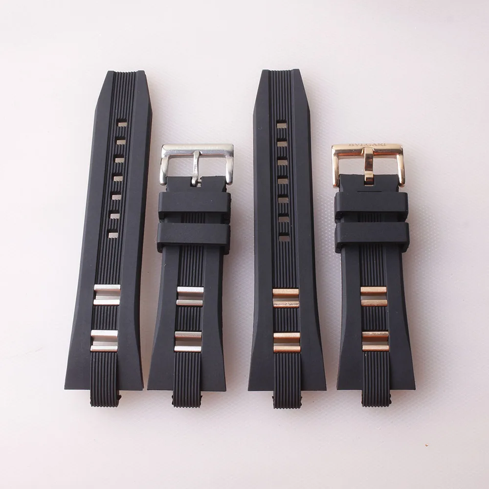 

26x9mm brand Quality Watchband Waterproof Silicone Rubber Black Replacement new Watches Band Belt For Bvl gari strap Rosegold