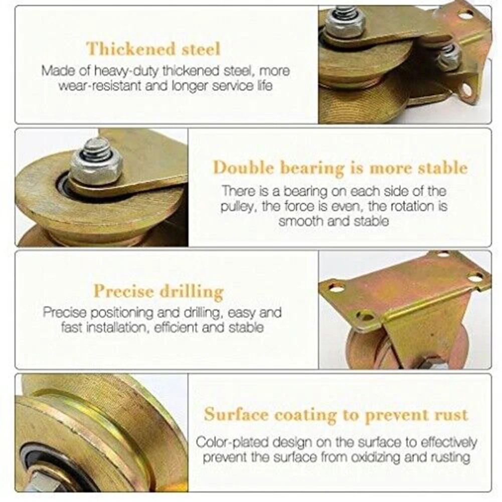 

Sliding Wheel Caster For Home/office/Hotel Gate Caster 1.2 Inch 440 Pounds Golden Steel For Sliding Gate Perfectly