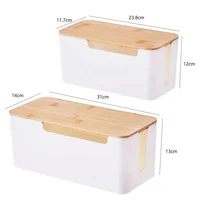 2025 Wooden Office Cable Storage Box Power Line Wire Management Organizer Charger Socket Network Line Storage Bin Desk Storages 5