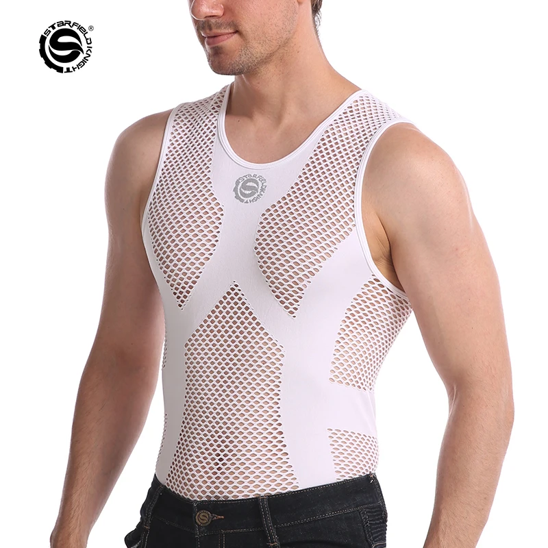 

Summer Breathable Men Vest Singlet Motorcycle Sleeveless Shirt Wicking Suit Top Outdoor Cycling Sport Sweatshirt Work Out White