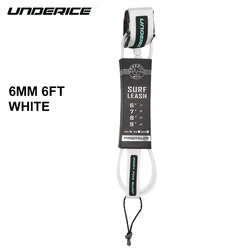 Premium Surfboard Leash with TPU Cord and Stainless Steel Swivels (6mm 6ft white)