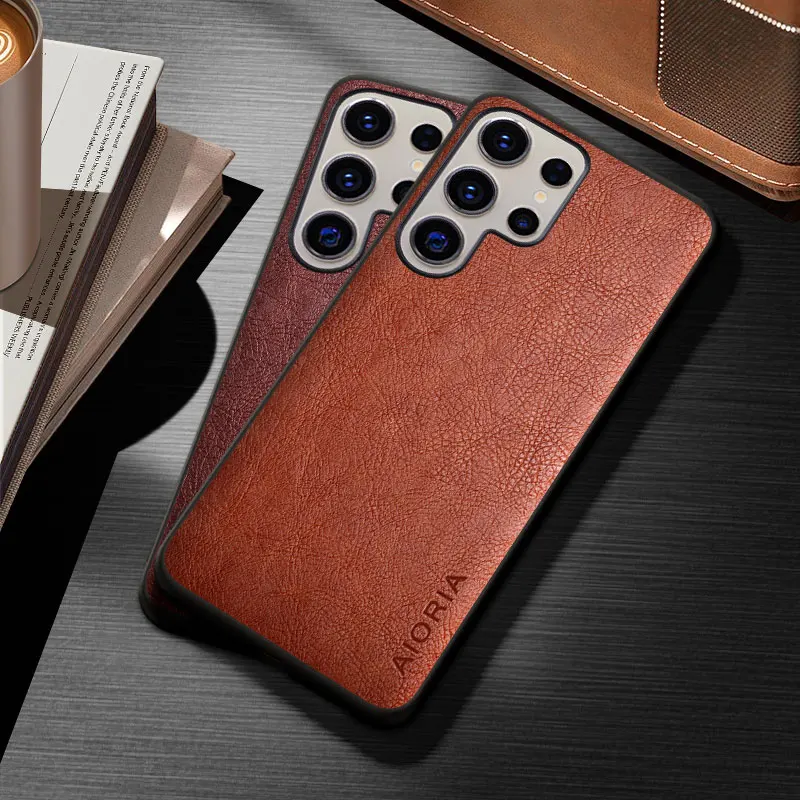 Vintage Leather Solid Color Phone Case Cover