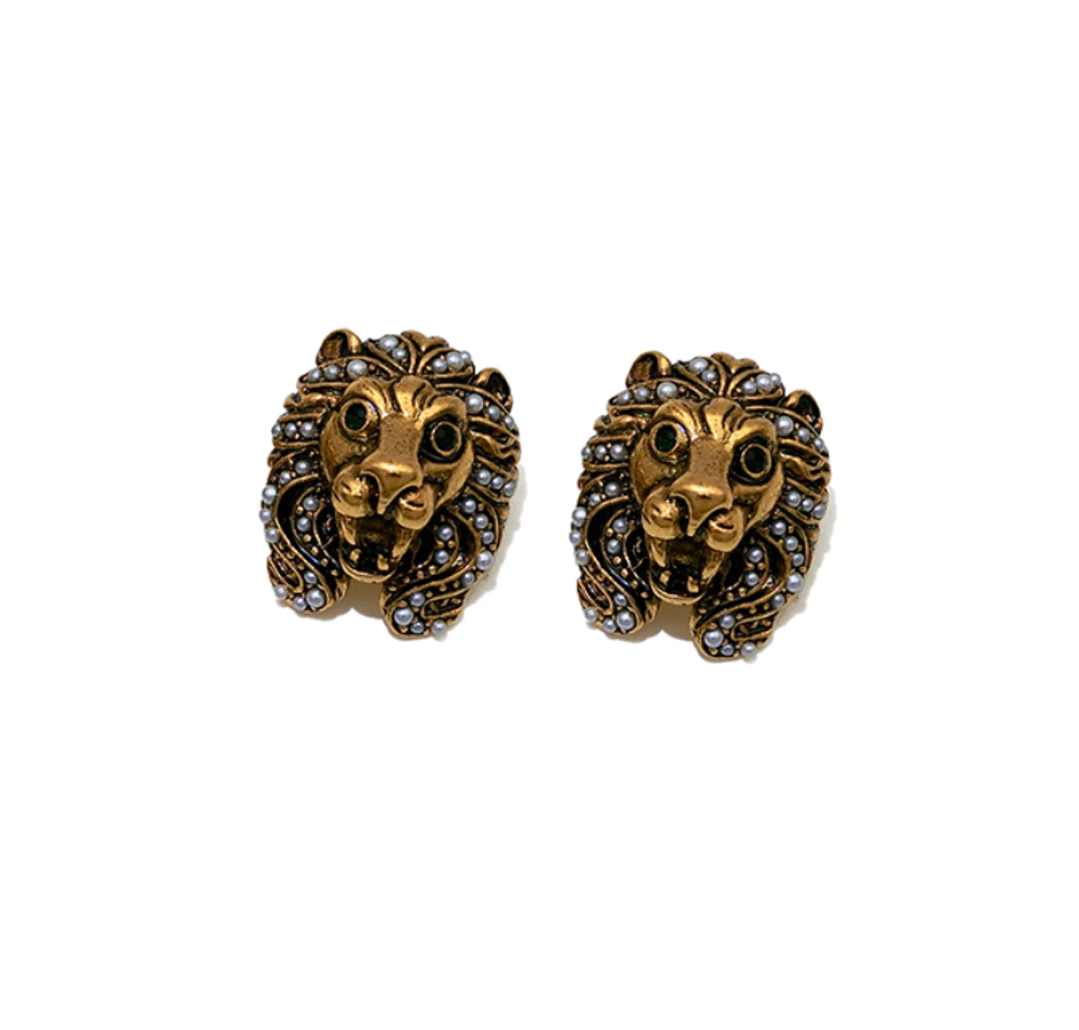2023 new 925 silver needle vintage metal pearl alloy lion head simple Earrings for women Fashion Jewelry