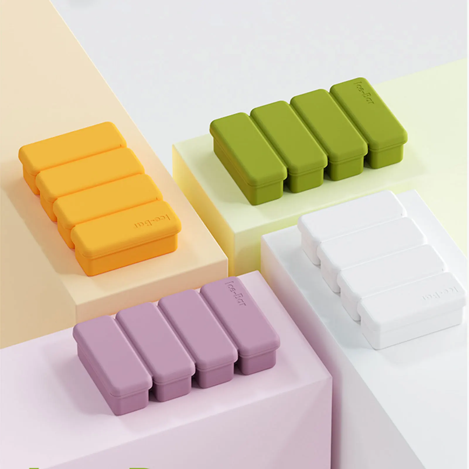 4 cells silicone ice cubes trays with lid Diy homemade popsicle mould food freezing container for cocktail freezer kitchen tools ice mold ice cream molds