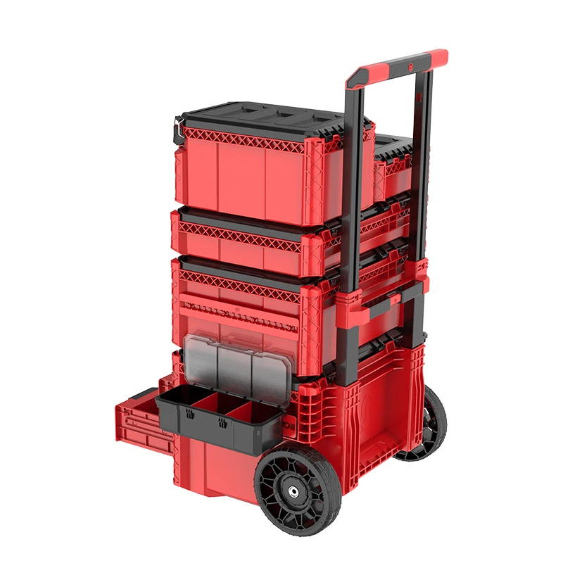 Adjustable Organizer Tray Durable Folding Toolbox Plastic Material Secure Storag
