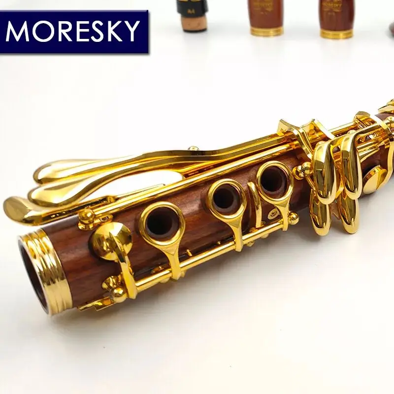 MORESKY Red Wood Professional Clarinet Rosewood Bb Gold-plated keys M15