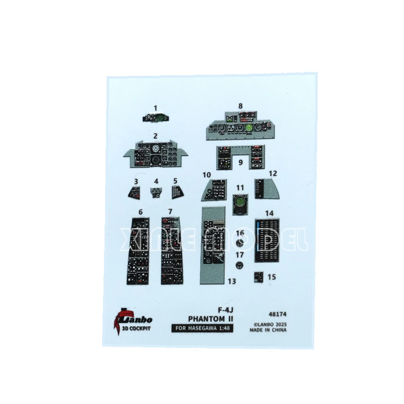Lanbo 모델 3D 컬러 조종석 계기판 F-4 시리즈 전투기 하세가와 아카데미 MENG 세트용