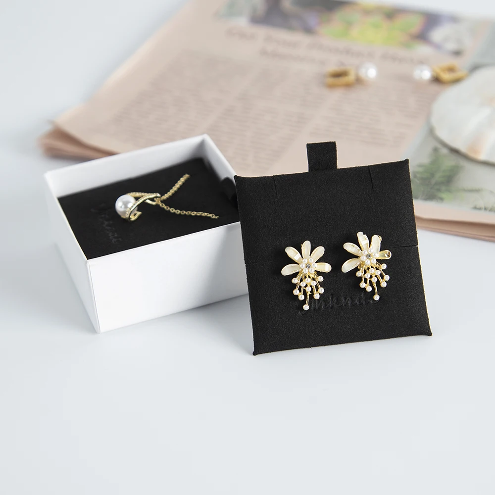6x6cm Earrings Necklaces Display Cards Custom Logo Ear Studs Microfiber Card for Women Jewelry Packaging Hang Tag Pads Holder