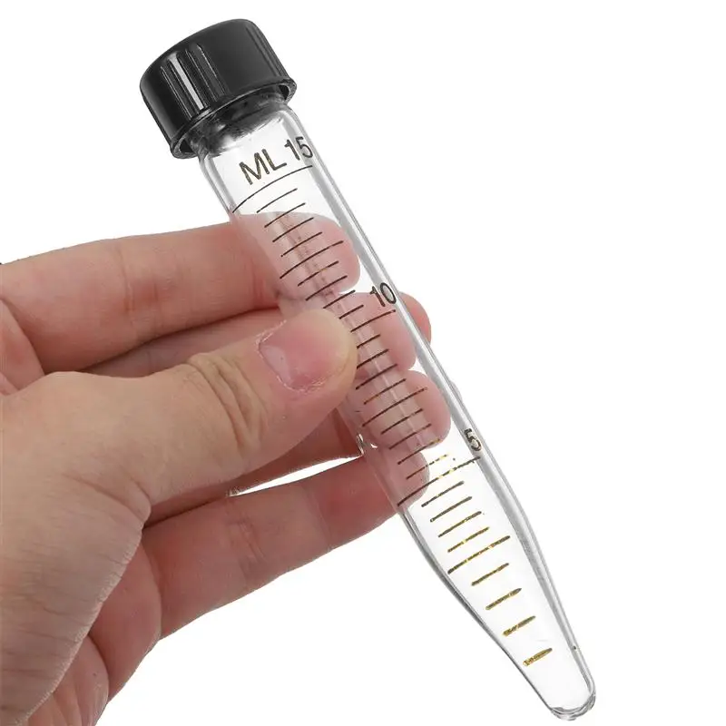 10pcs Centrifuge Tubes With Screw Caps Graduated Test Tube Glass Conical Tube Falcon Centrifugal For School