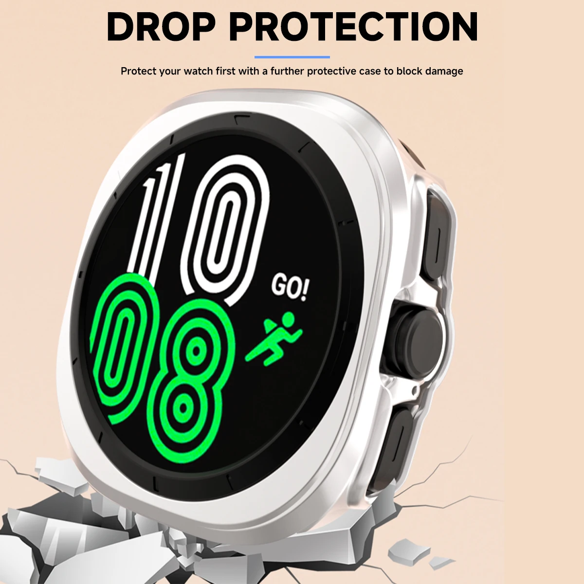 Sport Silicone Band with Protective PC Case for Smartwatch - Ultra 47mm